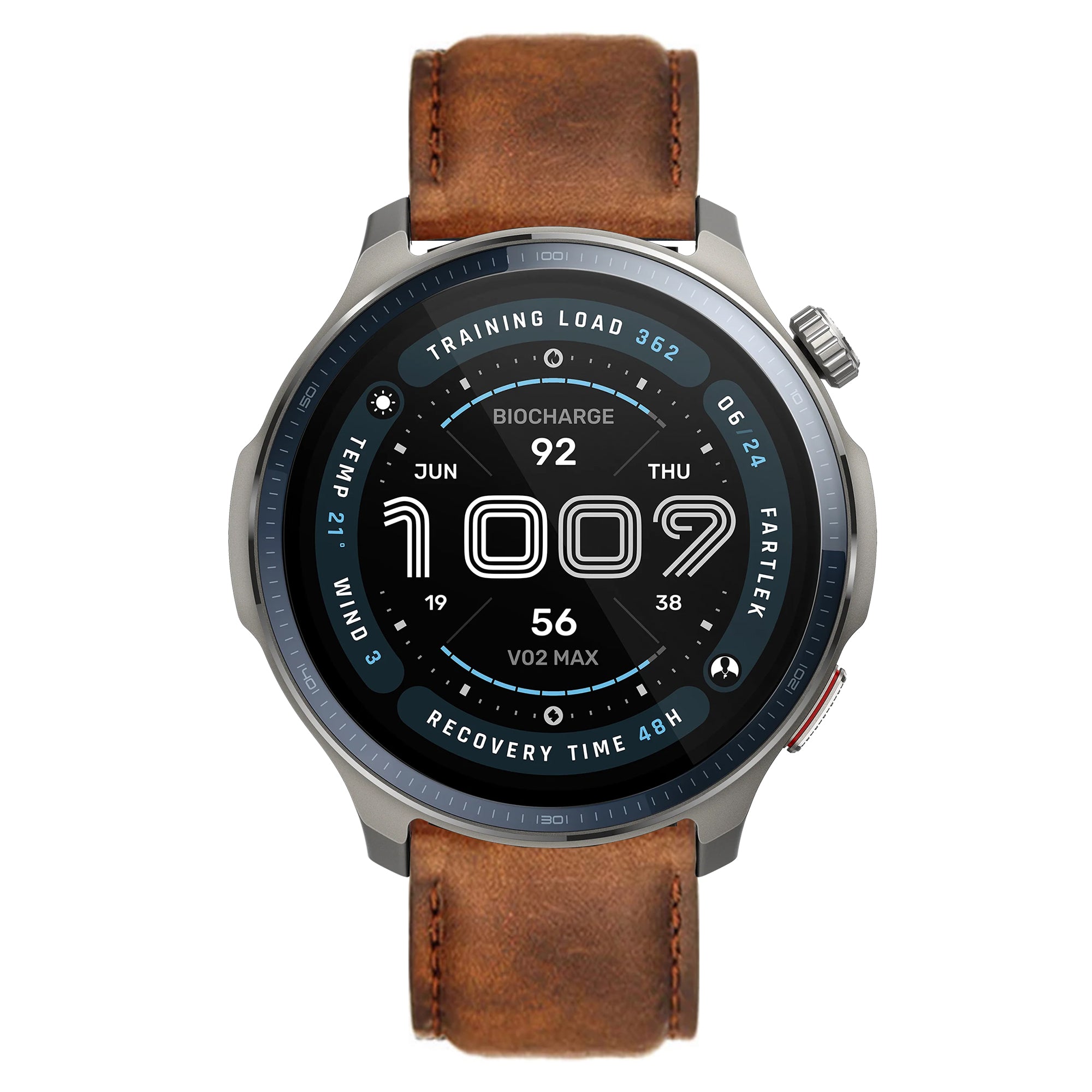 22mm Quick-Release Premium Italian Leather Strap for Amazfit Watch