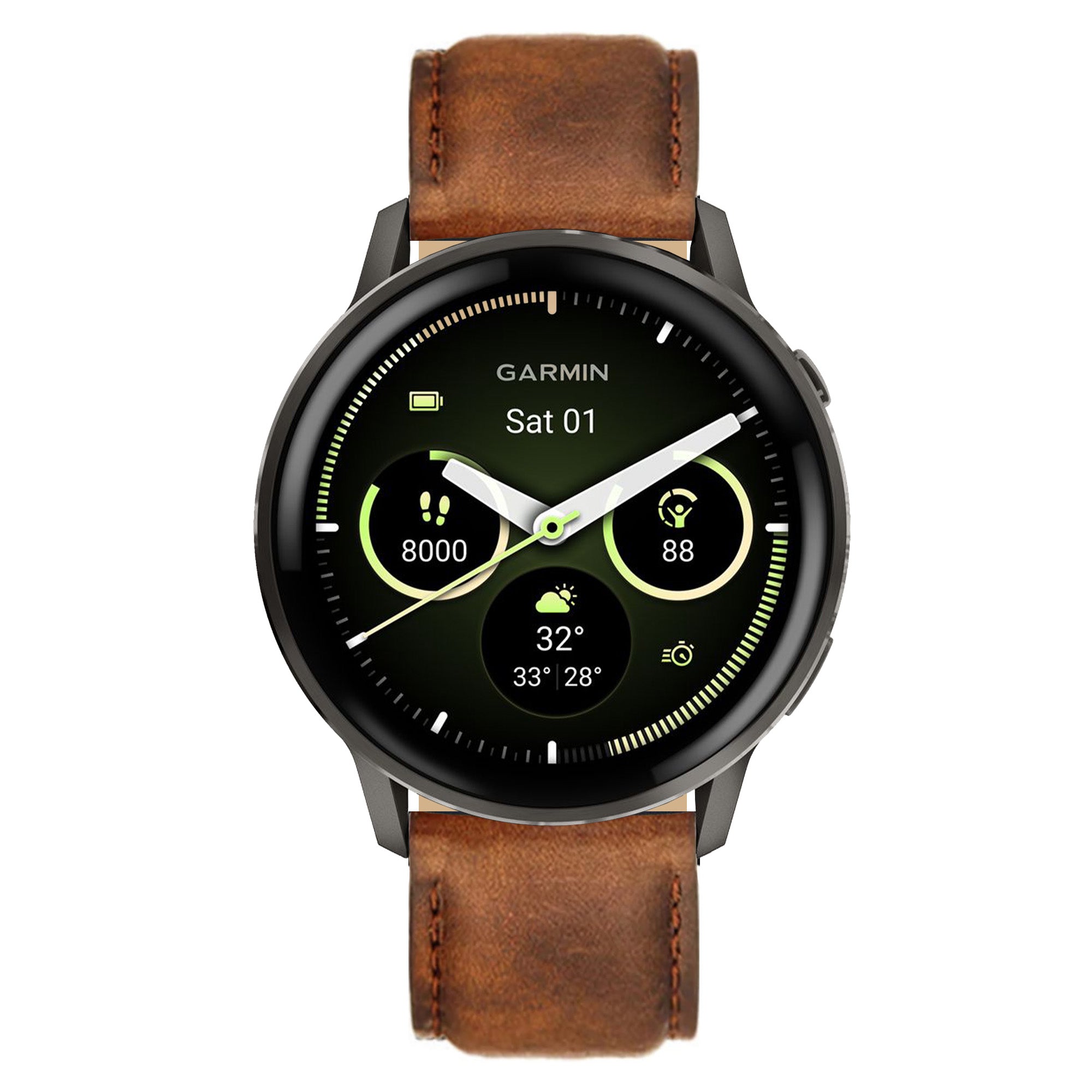 22mm Quick-Release Italian Leather Strap for Garmin Watch
