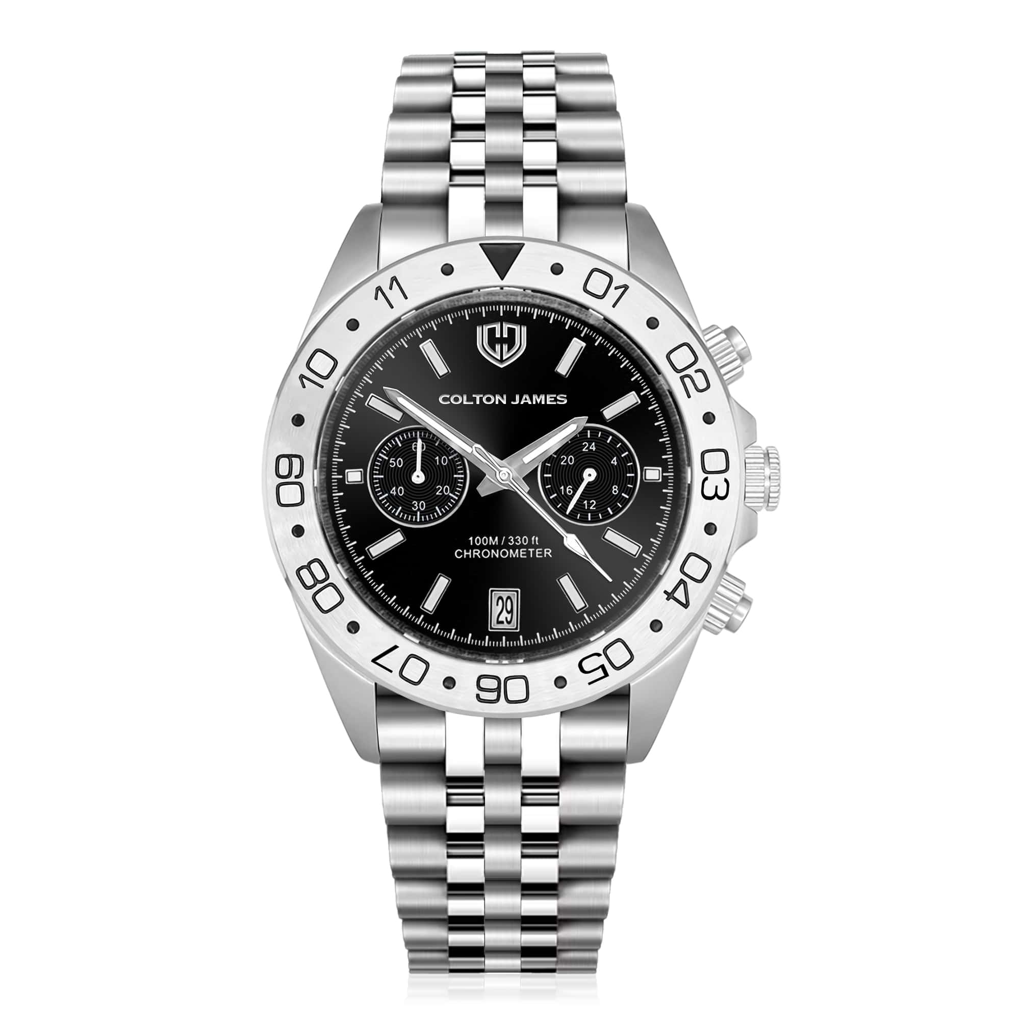 Paladin Mens Chronograph Watch - Silver Obsidian