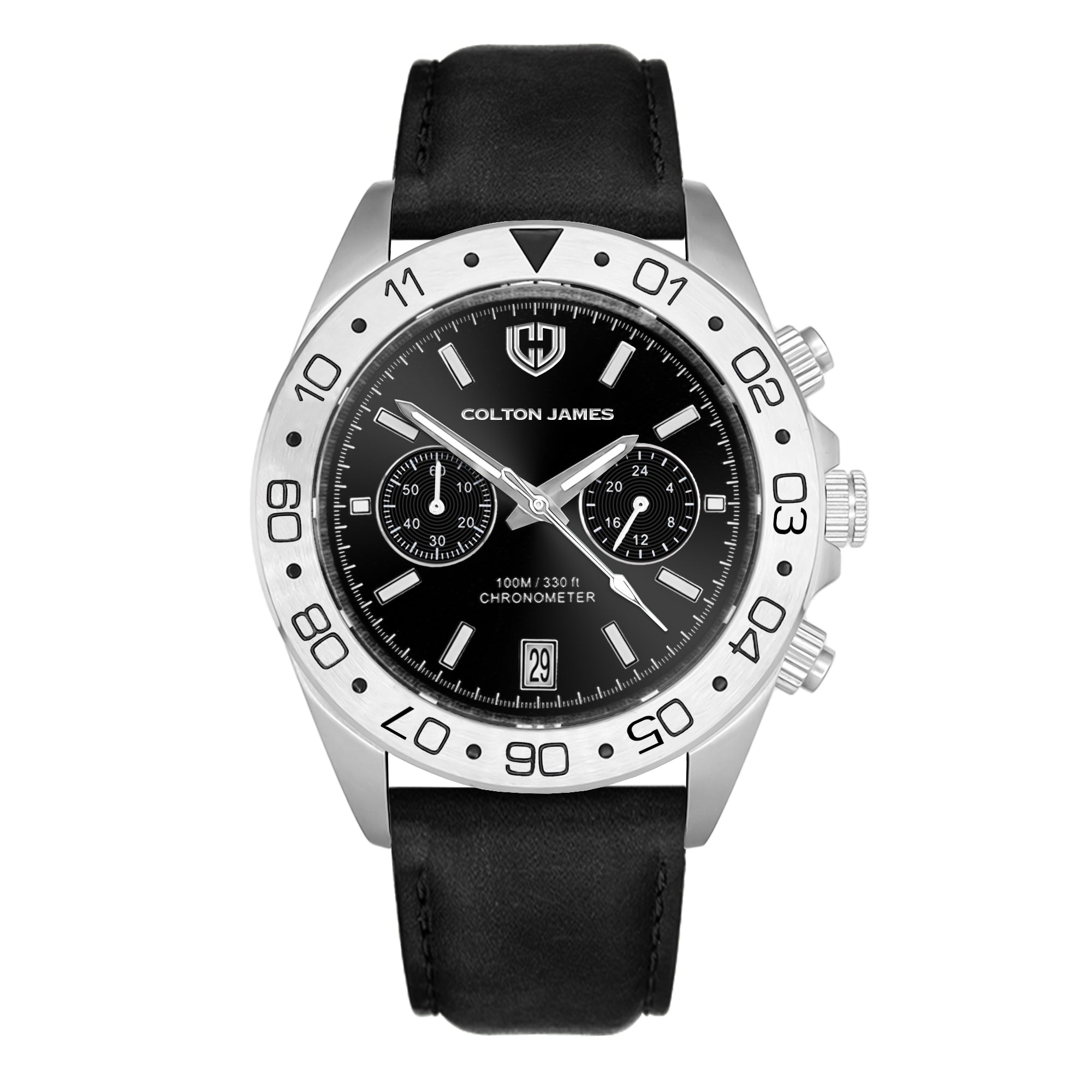 Paladin Mens Chronograph Watch - Silver Obsidian