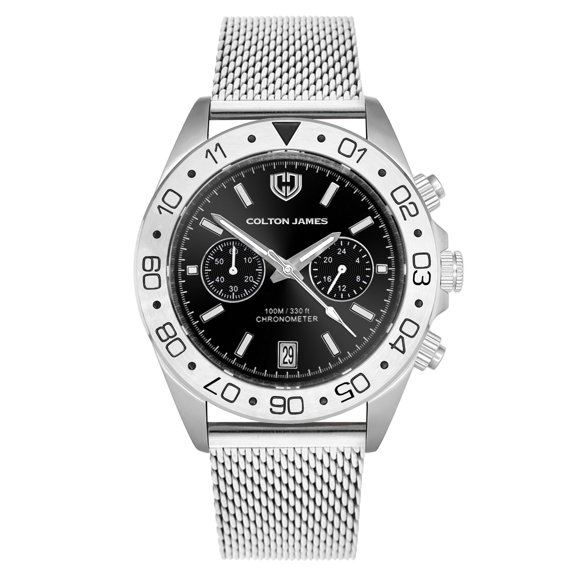 Paladin Mens Chronograph Watch - Silver Obsidian